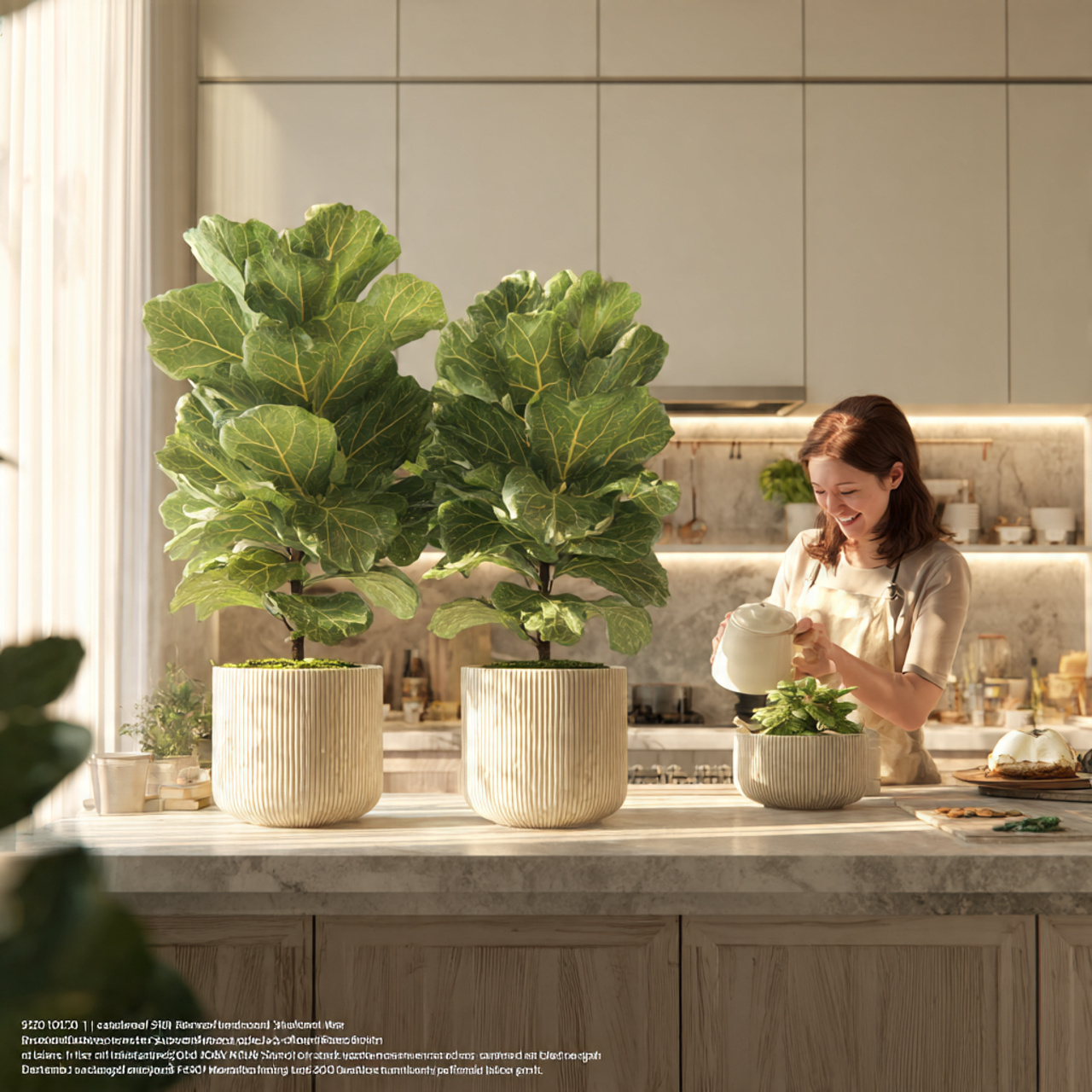 25 Top of Kitchen Cabinet Decor Ideas That Instantly Elevate Your Space 8 bright modern kitchen with small fiddle leaf fig p