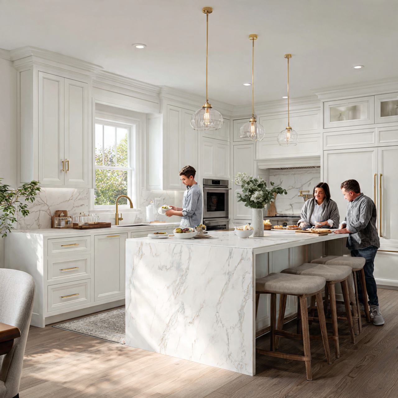 bright white kitchen showcasing white kitchen deco