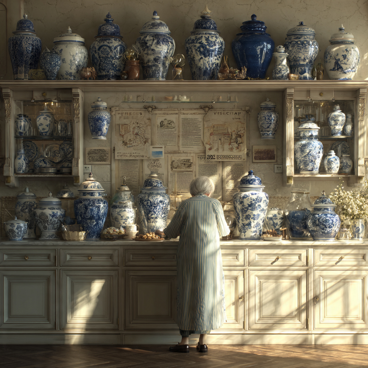 25 Top of Kitchen Cabinet Decor Ideas That Instantly Elevate Your Space 19 classic kitchen with blue and white porcelain jars