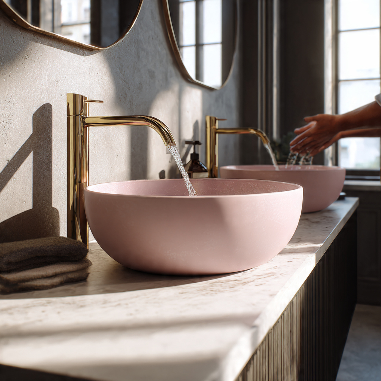 25 Trendy Pink Bathroom Decor Ideas for a Bold Transformation 20 contemporary bathroom featuring matte pink vessel
