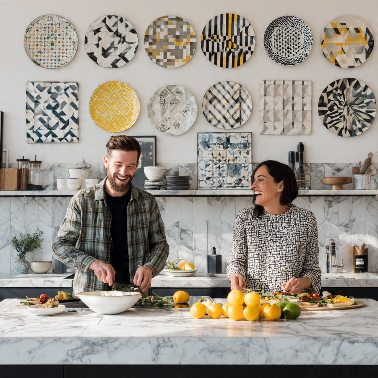 contemporary kitchen featuring decorative ceramic