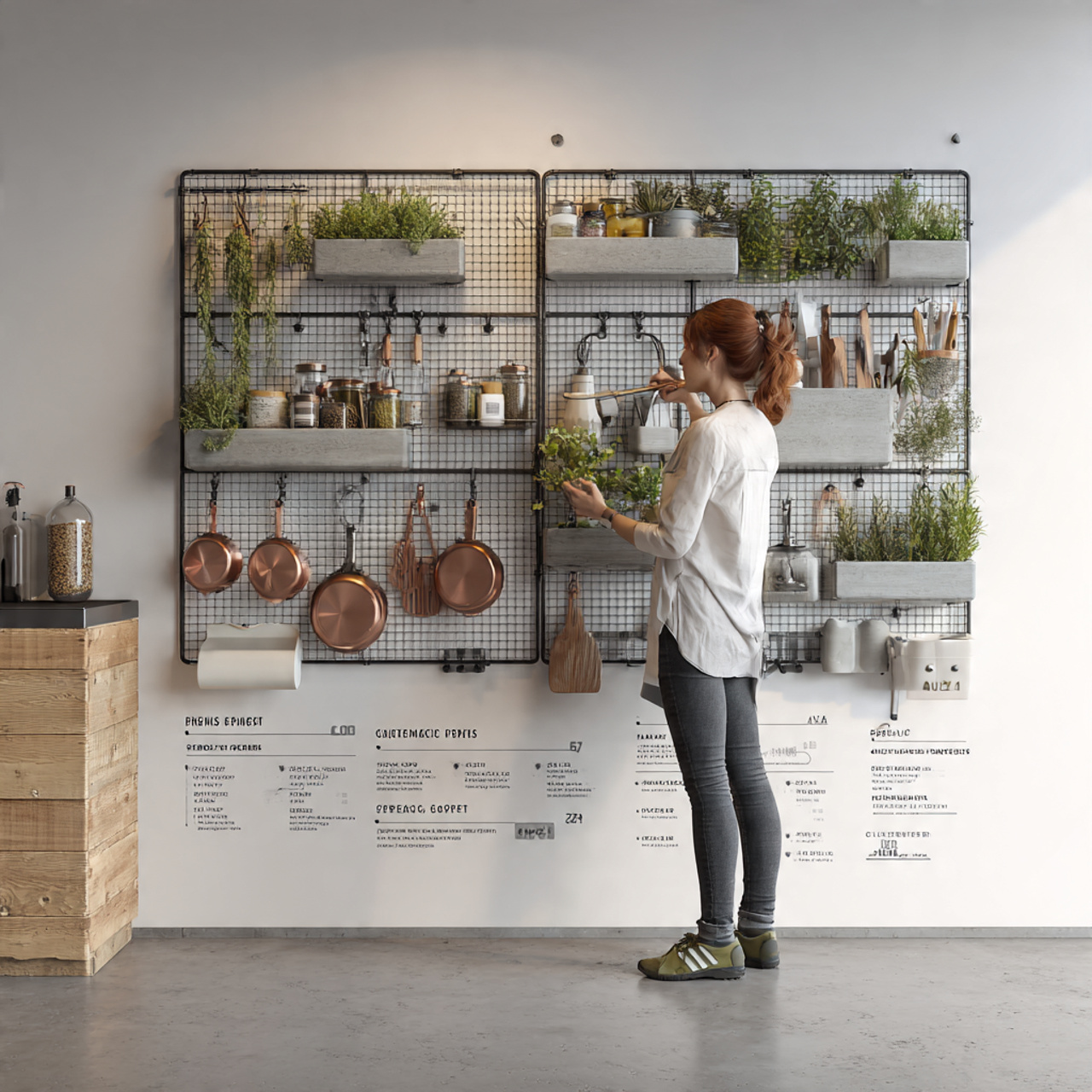 contemporary kitchen with an industrial metal grid