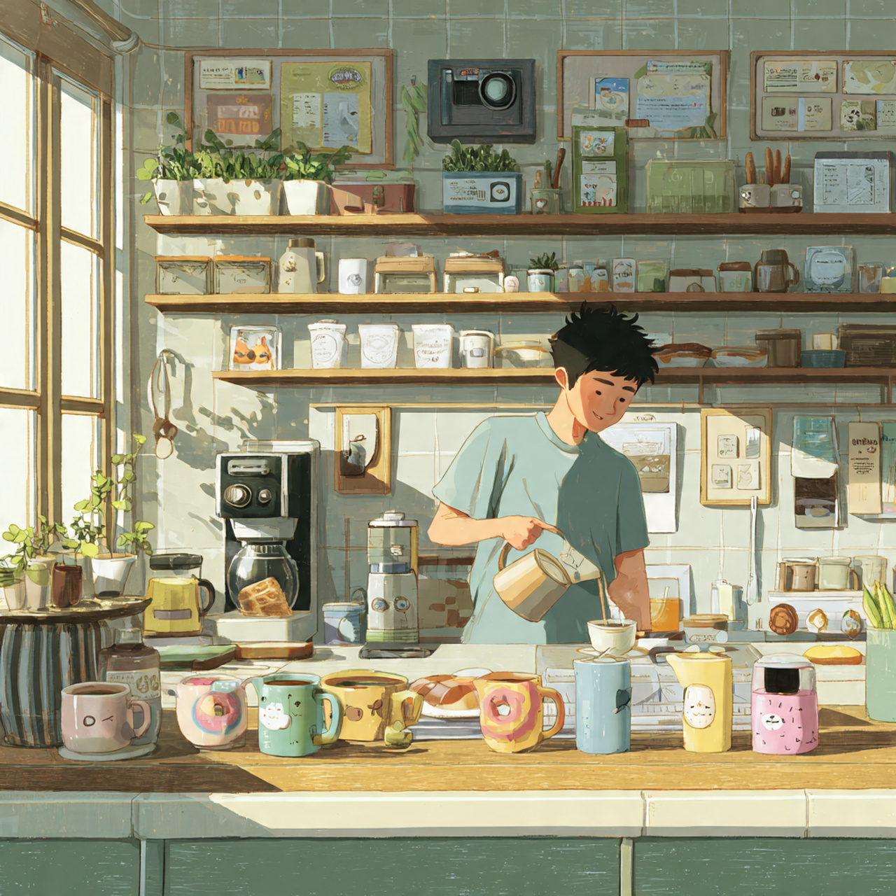 cozy kitchen countertop featuring novelty shaped c