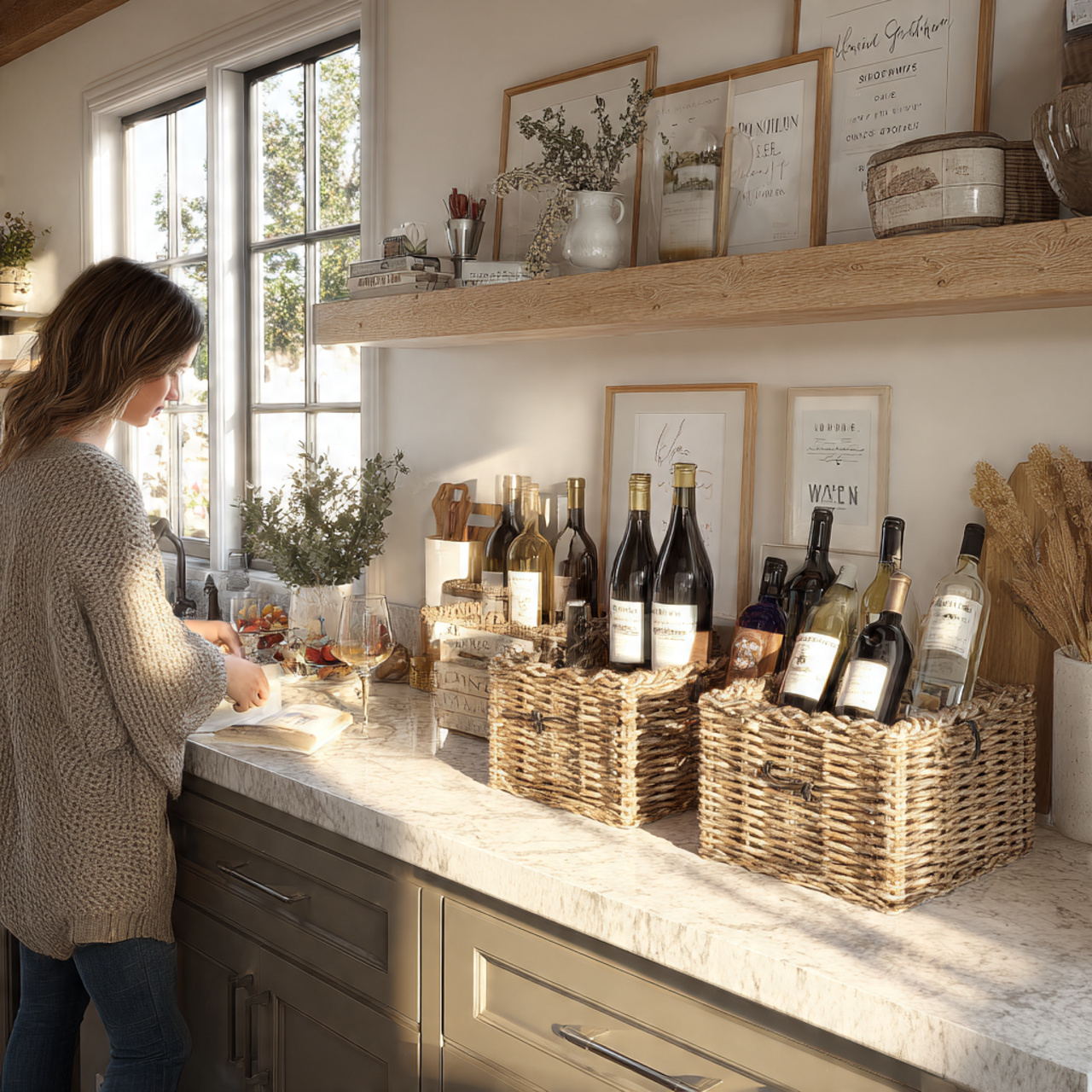 cozy kitchen showcasing kitchen counter decor idea