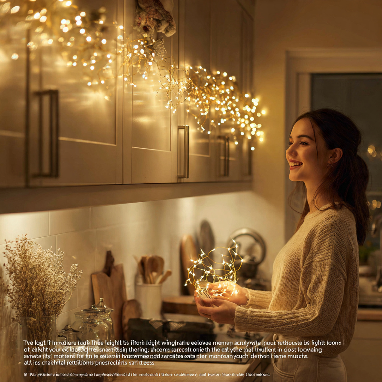 25 Top of Kitchen Cabinet Decor Ideas That Instantly Elevate Your Space 16 cozy modern kitchen with warm led fairy lights tuc