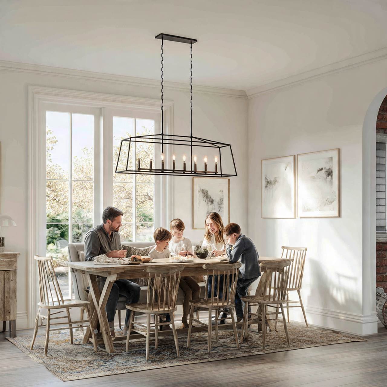 elegant farmhouse dining room showcasing a sleek b
