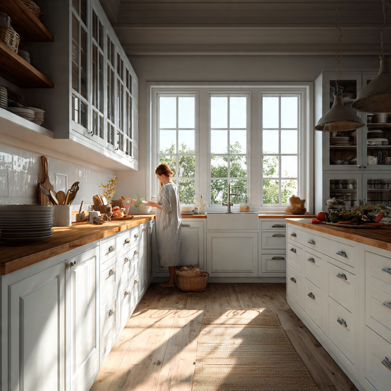 farmhouse kitchen decor ideas showcasing white sha