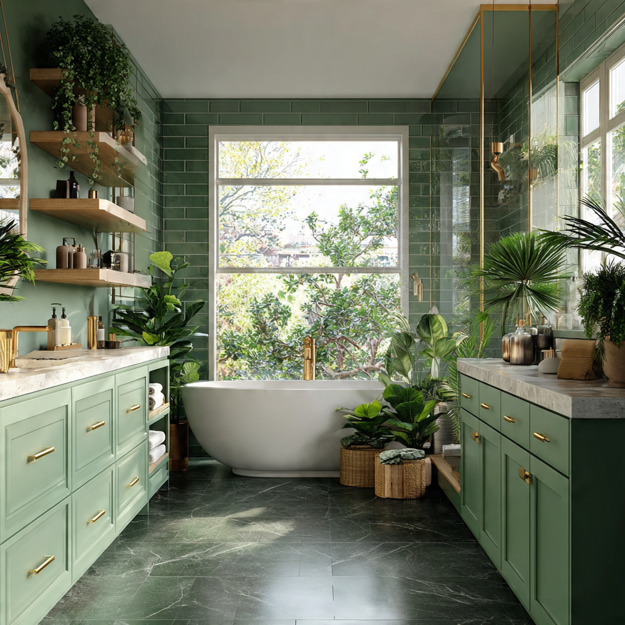 green bathroom decor