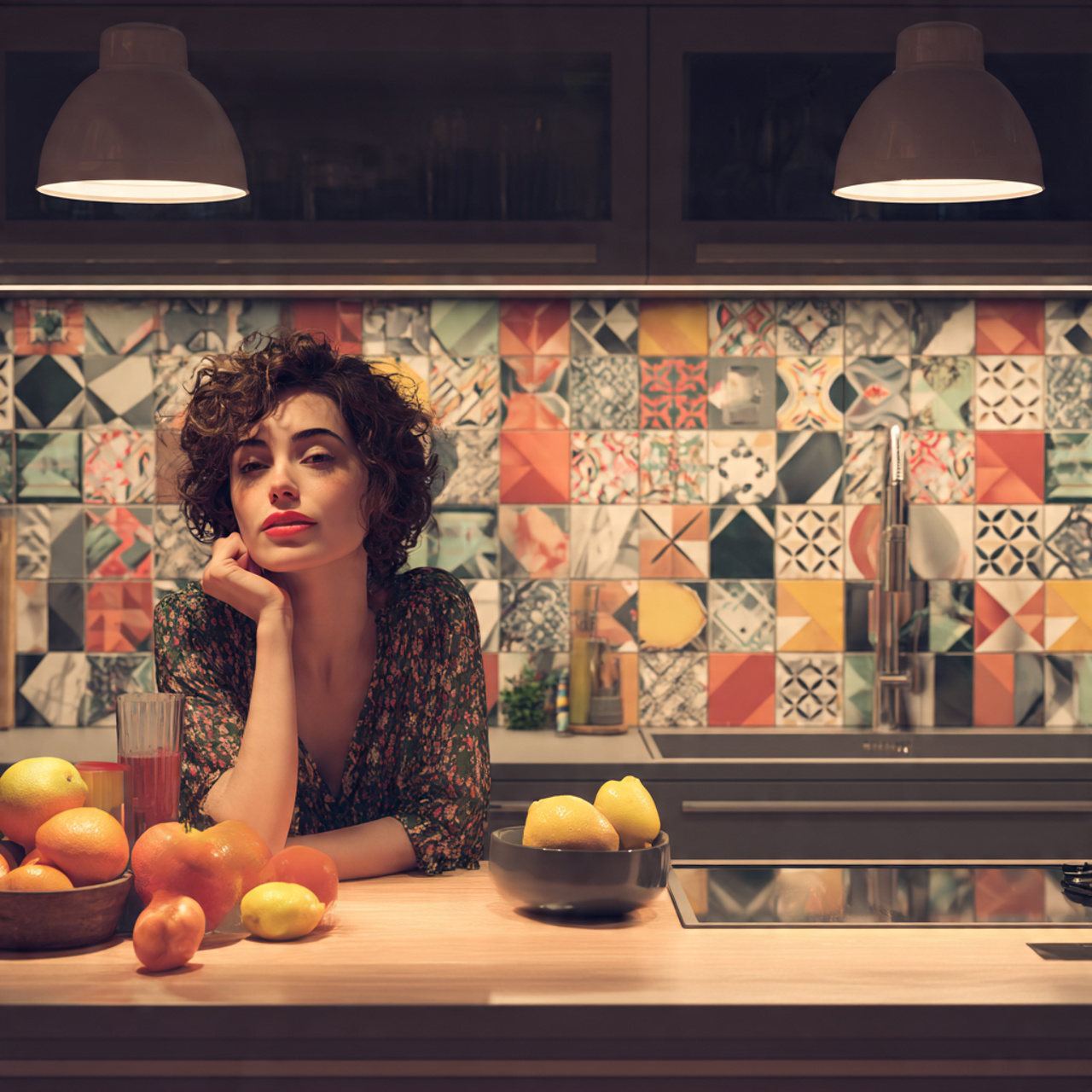 high detail realistic image of small kitchen decor