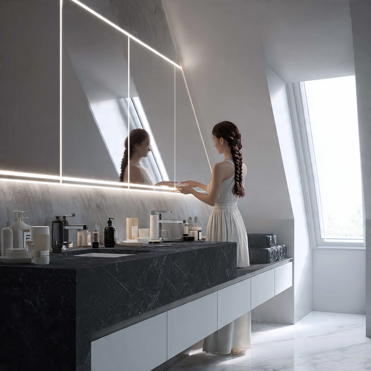 hyper realistic black and white bathroom decor ide 1