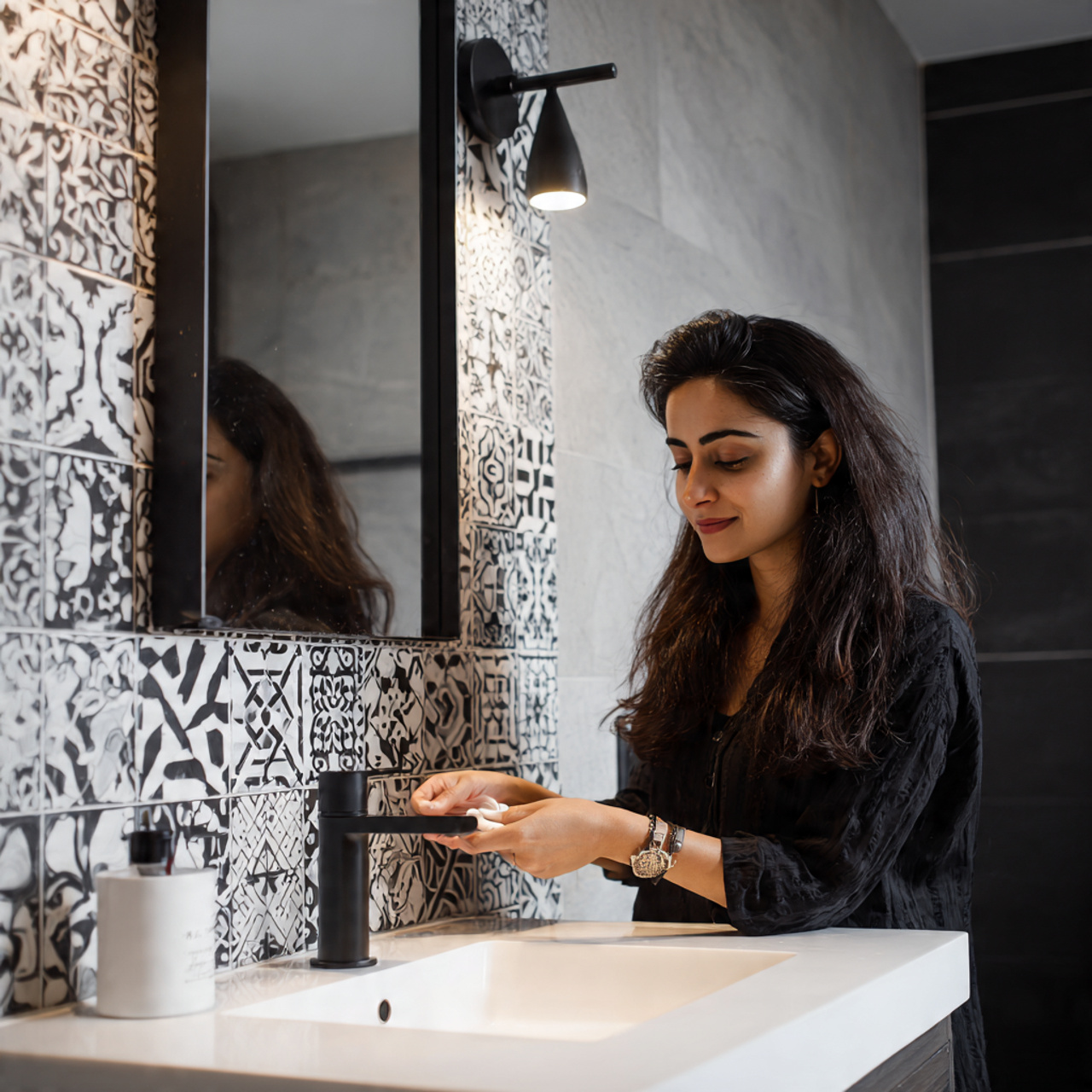 hyper realistic black and white bathroom decor ide 5