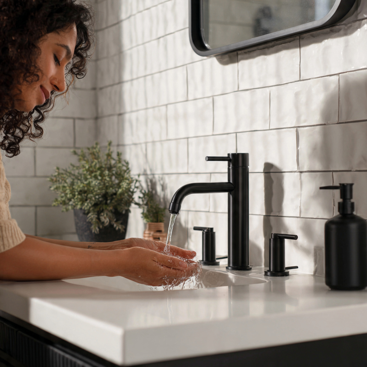 hyper realistic black and white bathroom decor ide