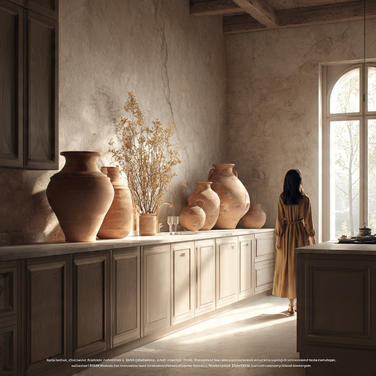 25 Top of Kitchen Cabinet Decor Ideas That Instantly Elevate Your Space 13 mediterranean inspired kitchen with sculptural ter