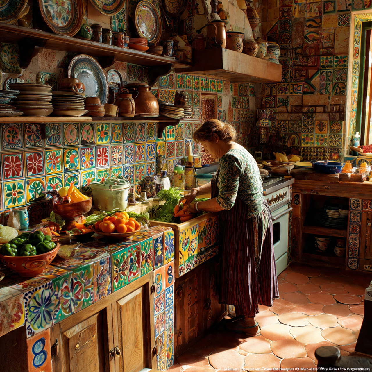 mexican kitchen with a hand painted talavera ceram