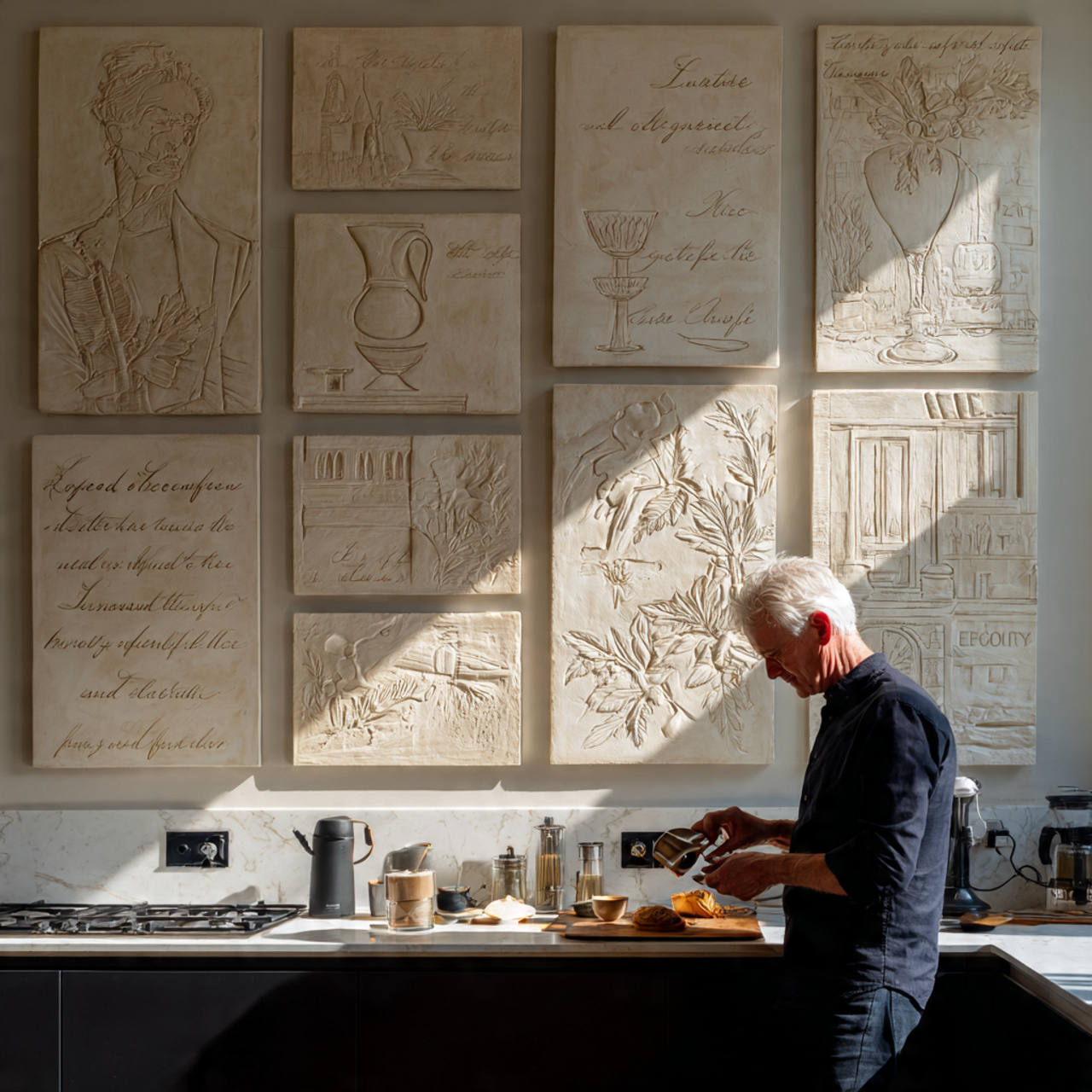 minimalist contemporary kitchen with textured plas