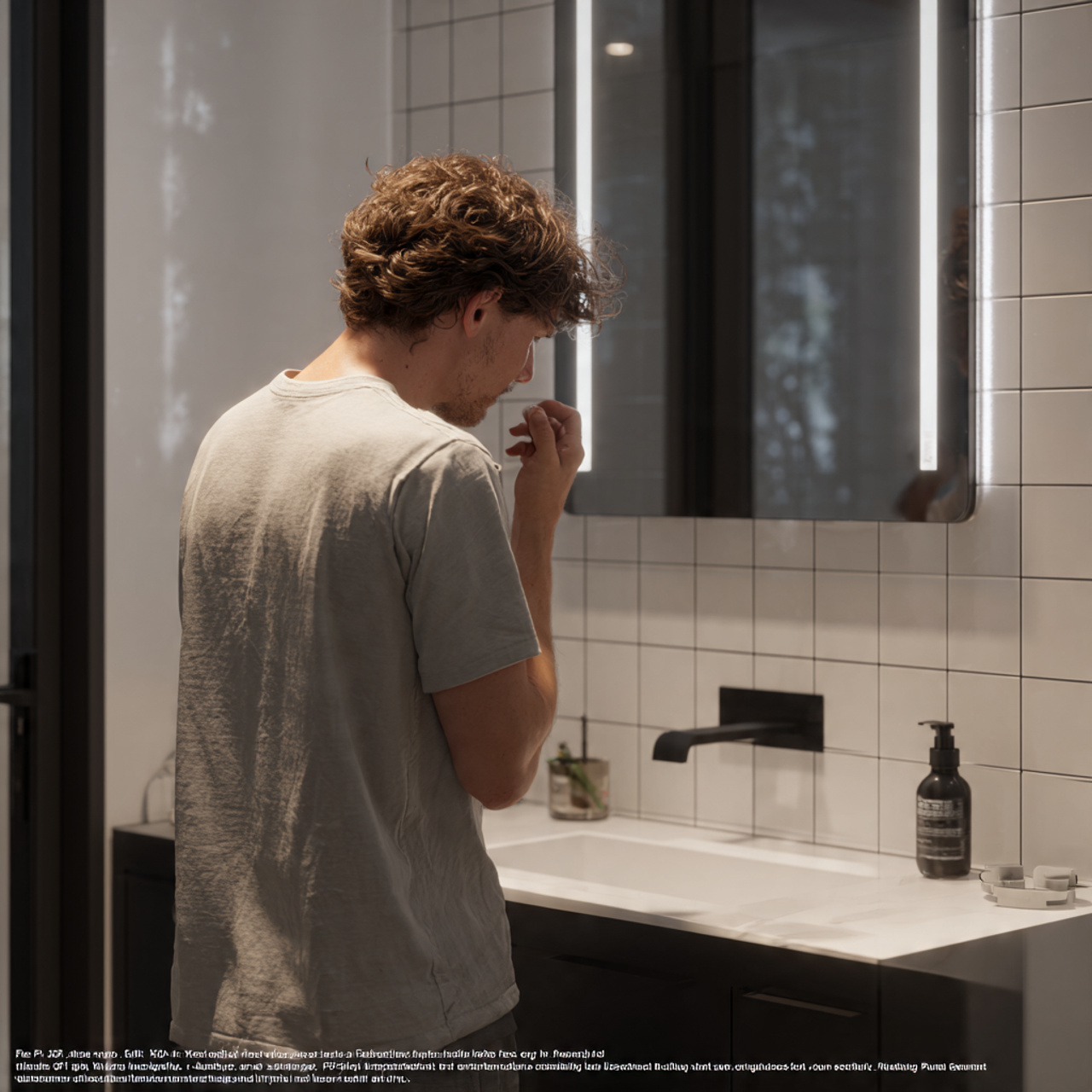 modern apartment bathroom showcasing matte black h