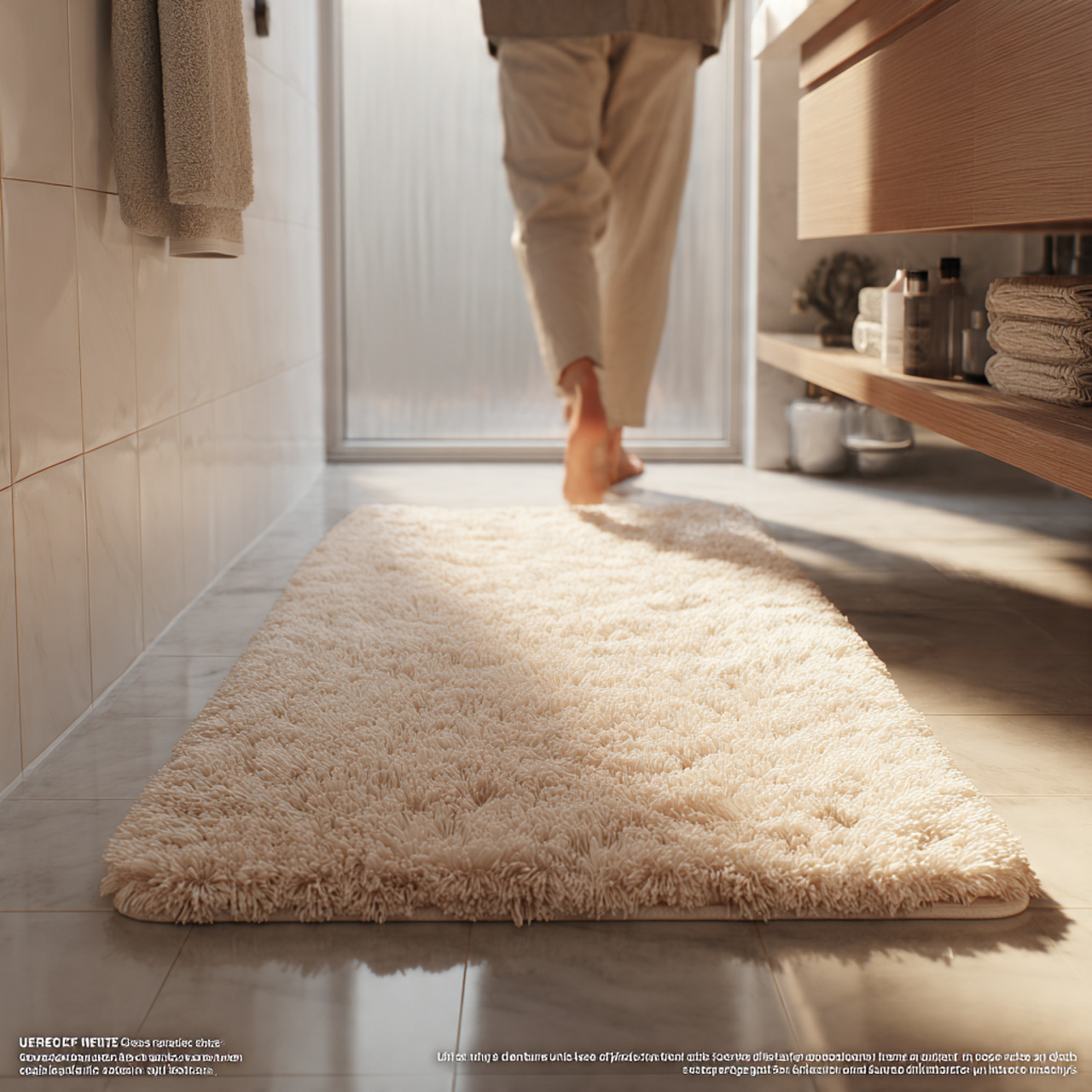 modern apartment bathroom with a plush high pile r