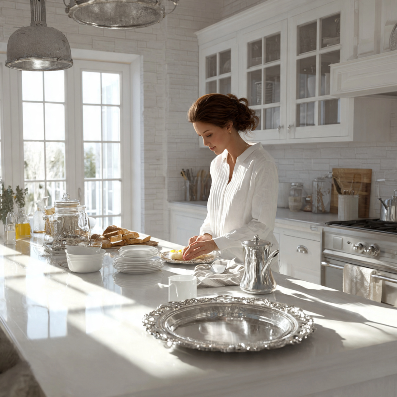 modern white kitchen decor ideas scene with antiqu