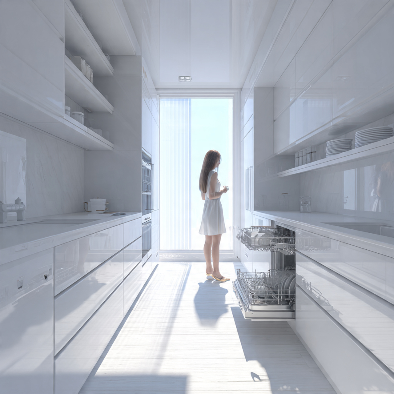 modern white kitchen featuring white kitchen decor 1