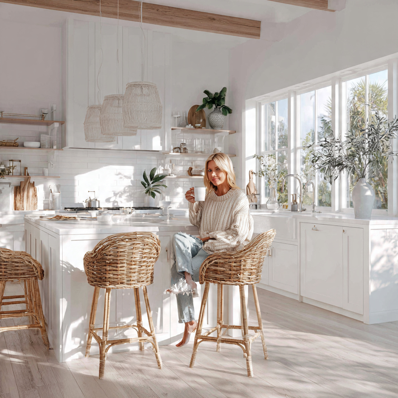 modern white kitchen featuring white kitchen decor