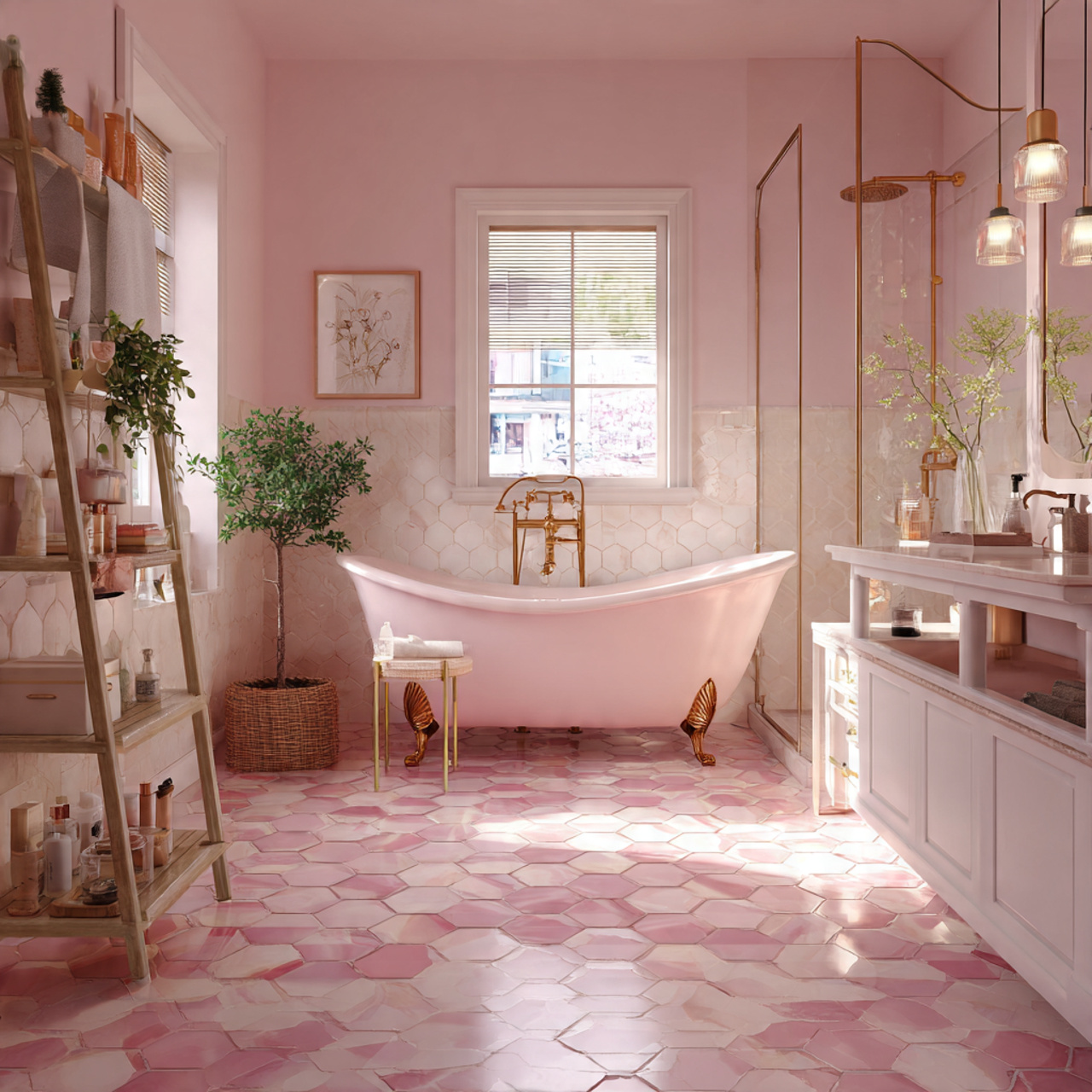 pink bathroom decor