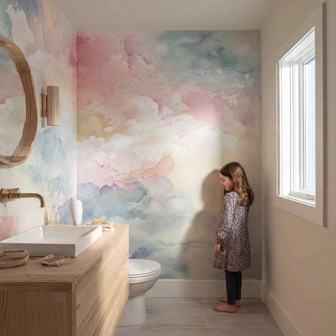 playful bathroom interior with bathroom wall decor
