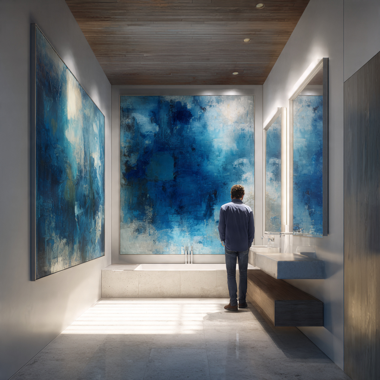 prompt contemporary bathroom with prussian blue ar