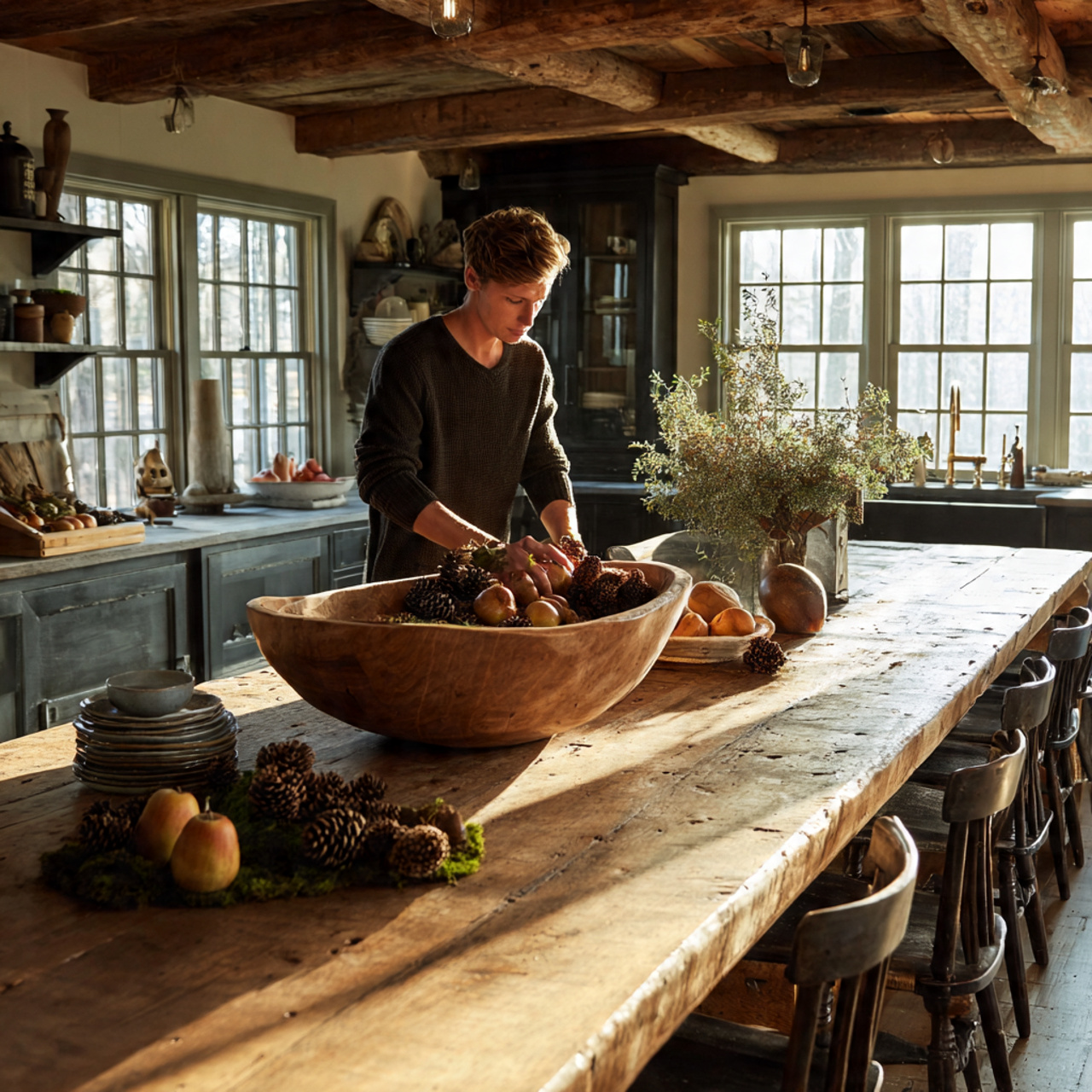 25 Kitchen Table Decor Ideas That Spark Style and Warmth 9 prompt large wooden kitchen table featuring an ove