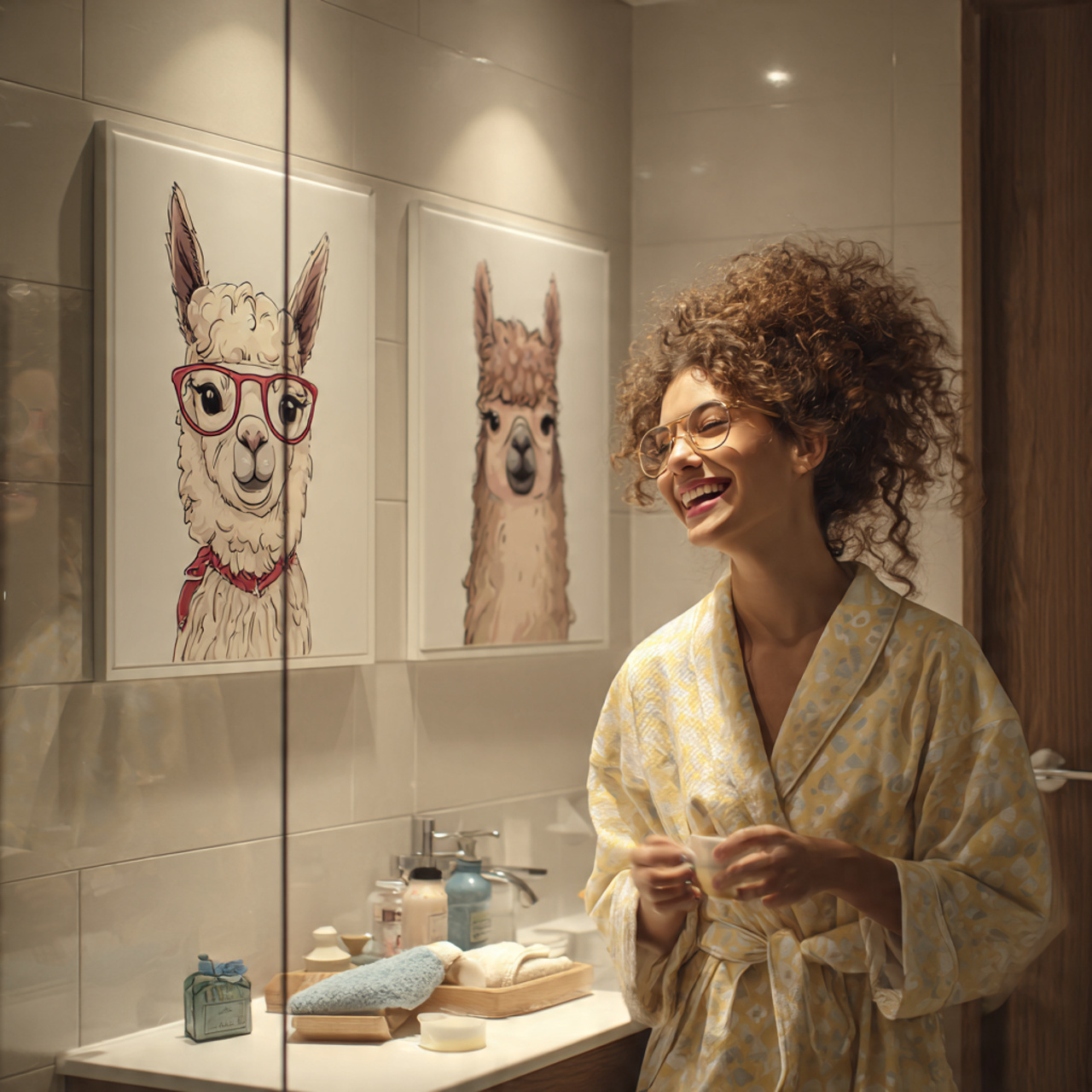 prompt playful bathroom featuring bathroom wall de