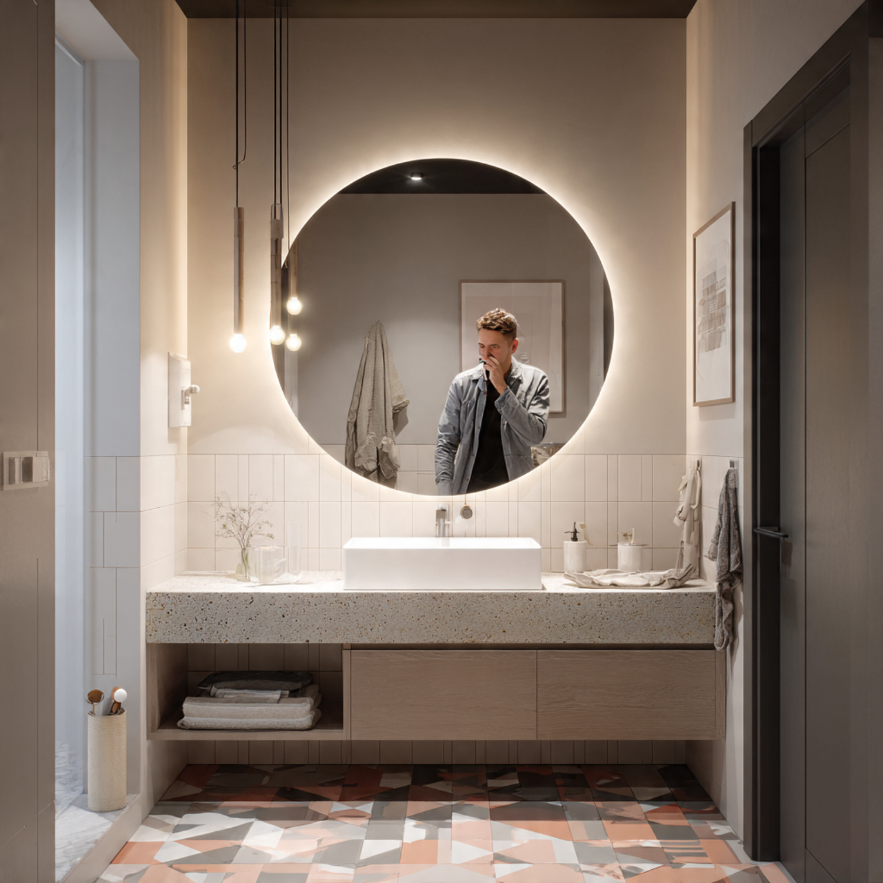 prompt realistic small bathroom decor ideas with a