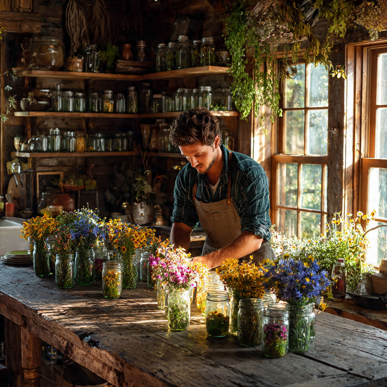 25 Kitchen Table Decor Ideas That Spark Style and Warmth 12 prompt rustic kitchen table adorned with mason jar