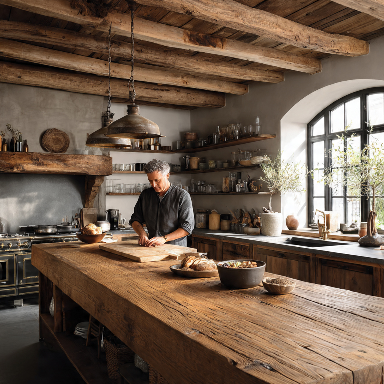 prompt rustic kitchen with reclaimed wood island a