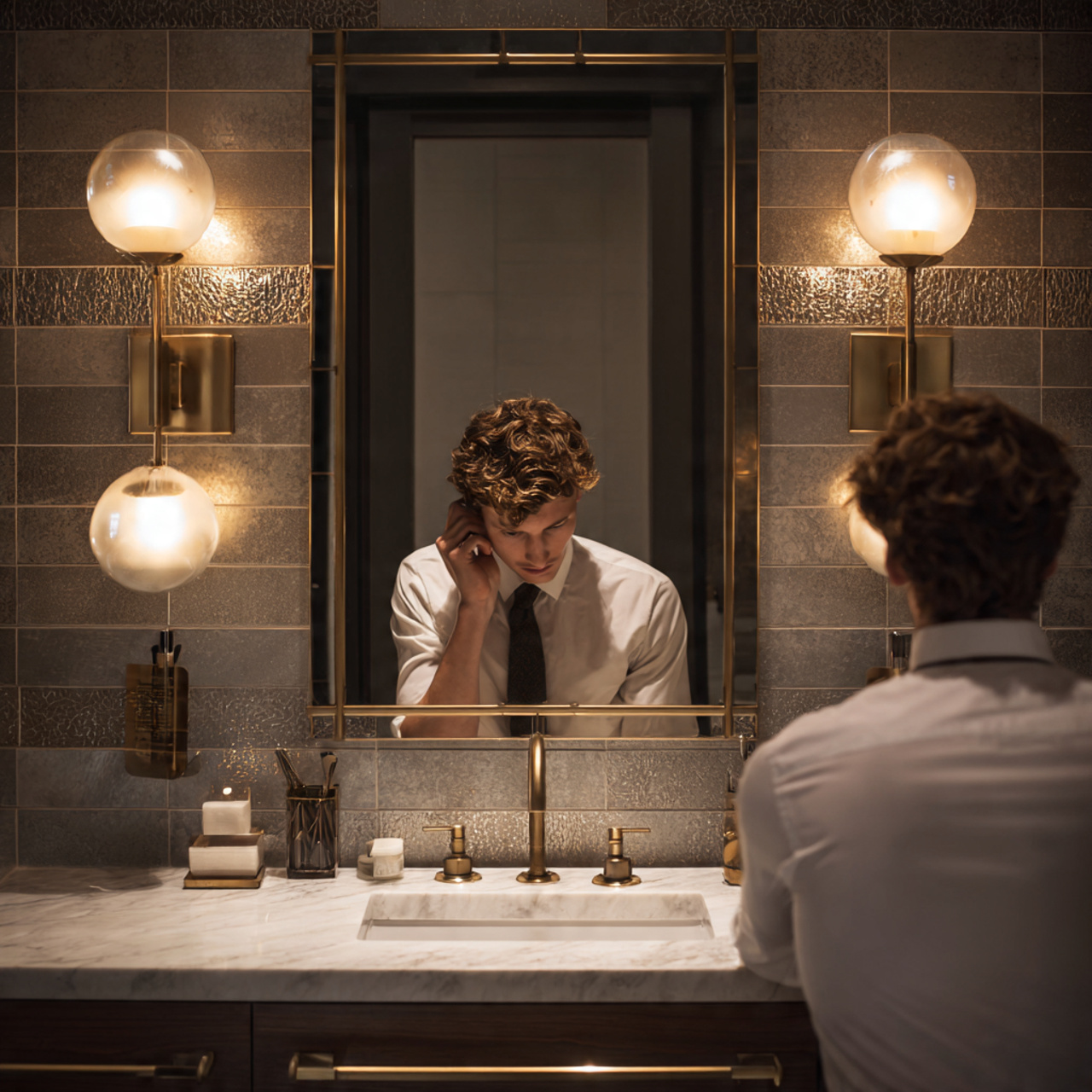 prompt stylish bathroom featuring bathroom wall de