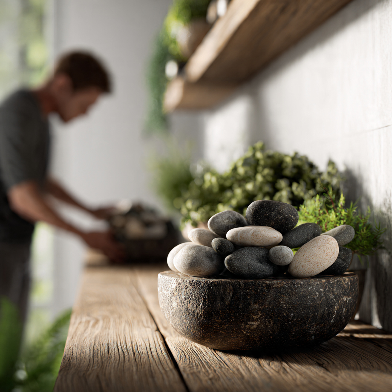 realistic bathroom shelf decor showcasing a small