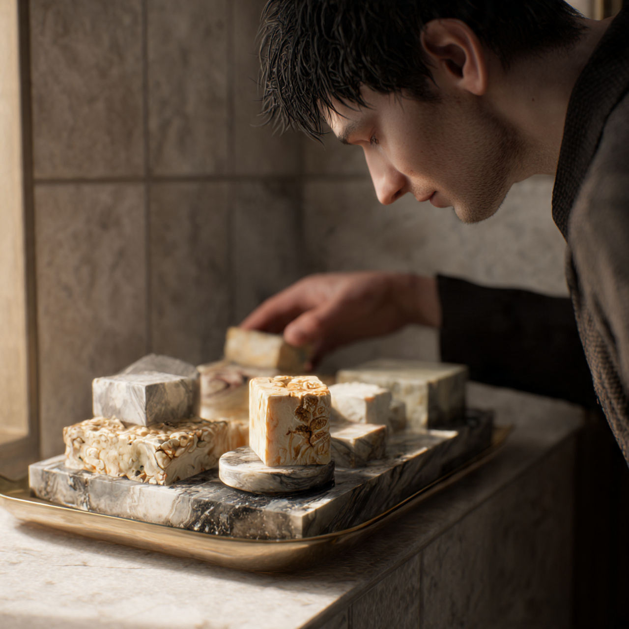 realistic bathroom shelf decor showcasing artisana