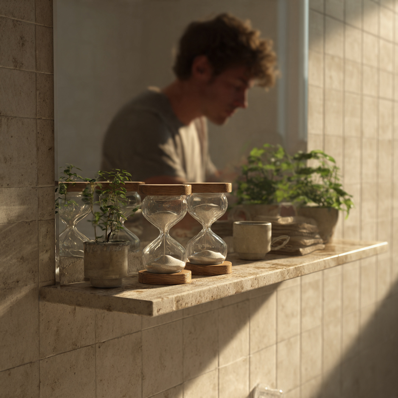 realistic bathroom shelf decor with decorative san