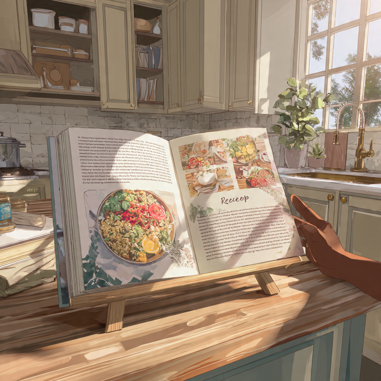 realistic kitchen counter with a decorative recipe 1