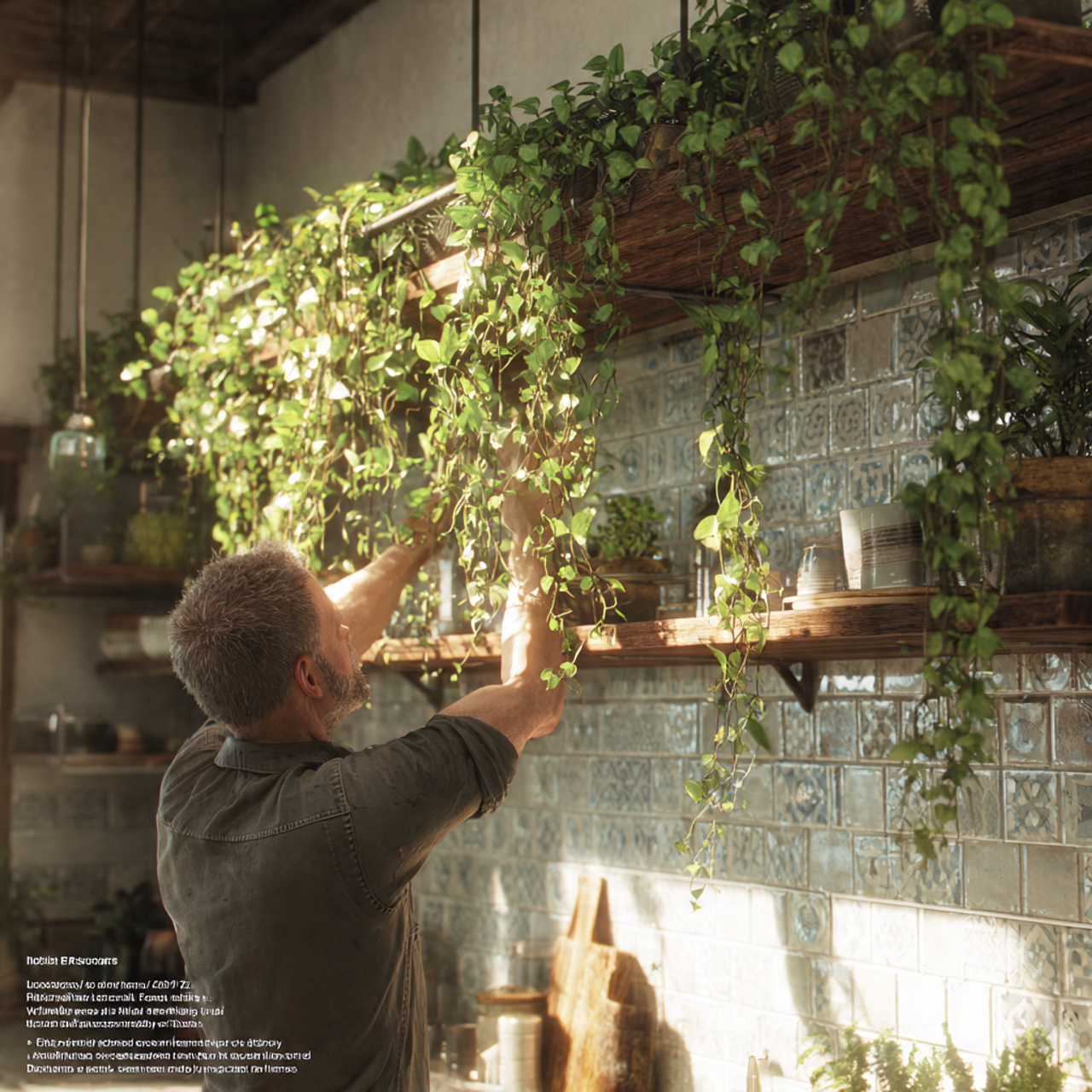 realistic kitchen shelf adorned with cascading pot