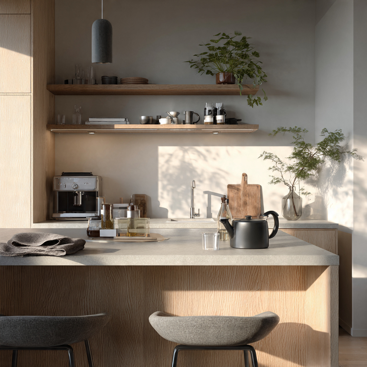 realistic minimalist scandinavian kitchen decor in