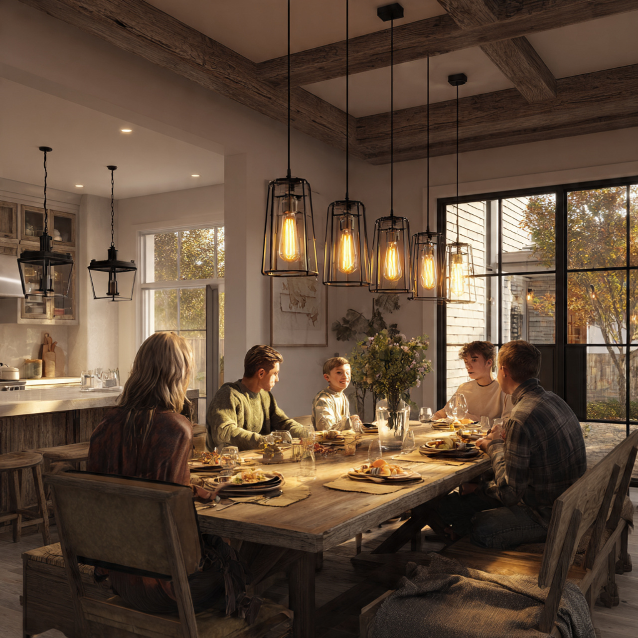 rustic modern farmhouse dining room featuring indu