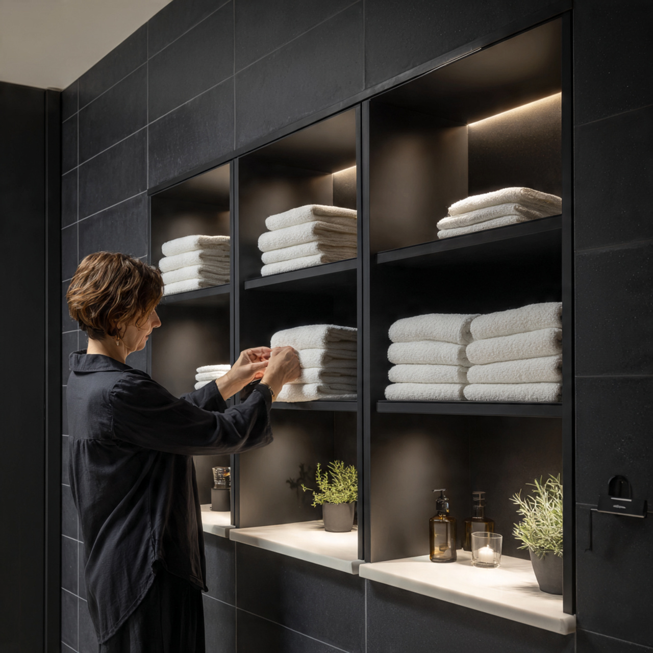 ultra detailed black and white bathroom decor idea 4