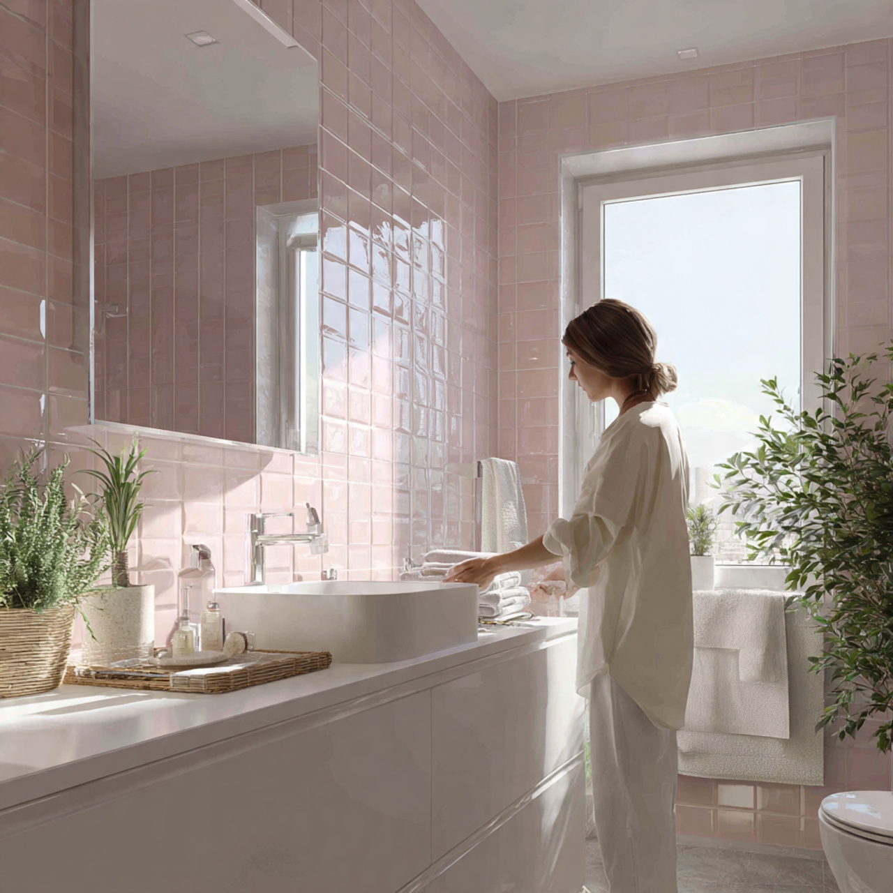 25 Trendy Pink Bathroom Decor Ideas for a Bold Transformation 1 ultra realistic bathroom interior featuring soft b