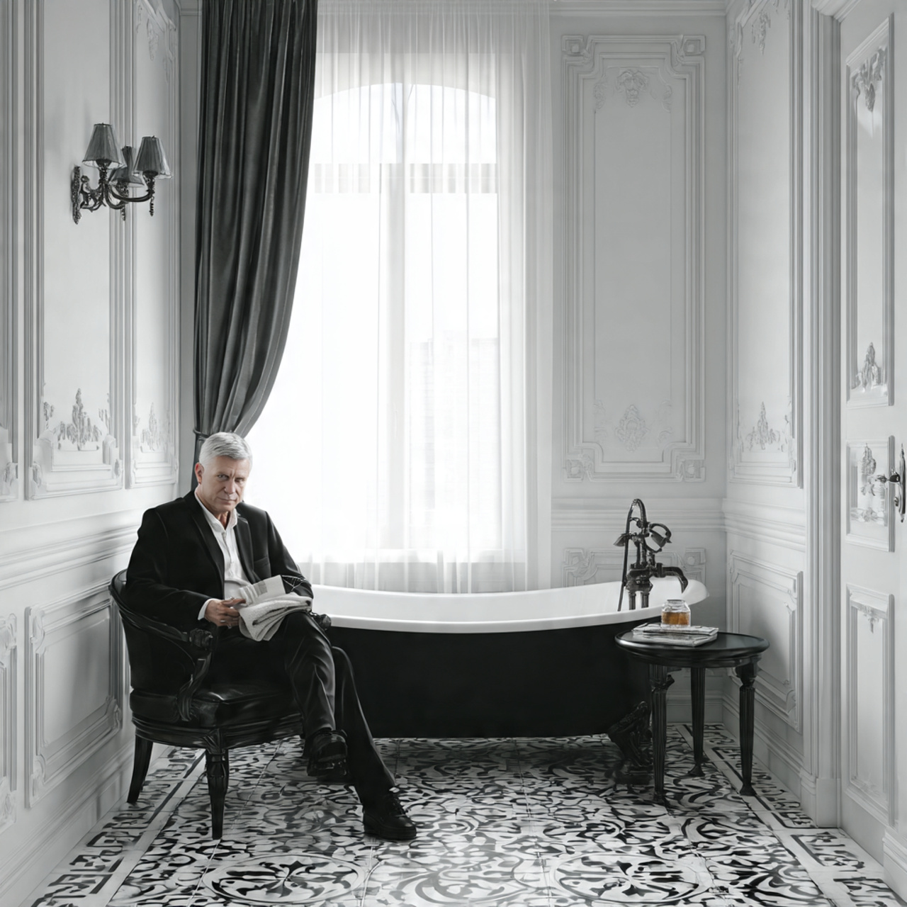 ultra realistic black and white bathroom decor ide 1