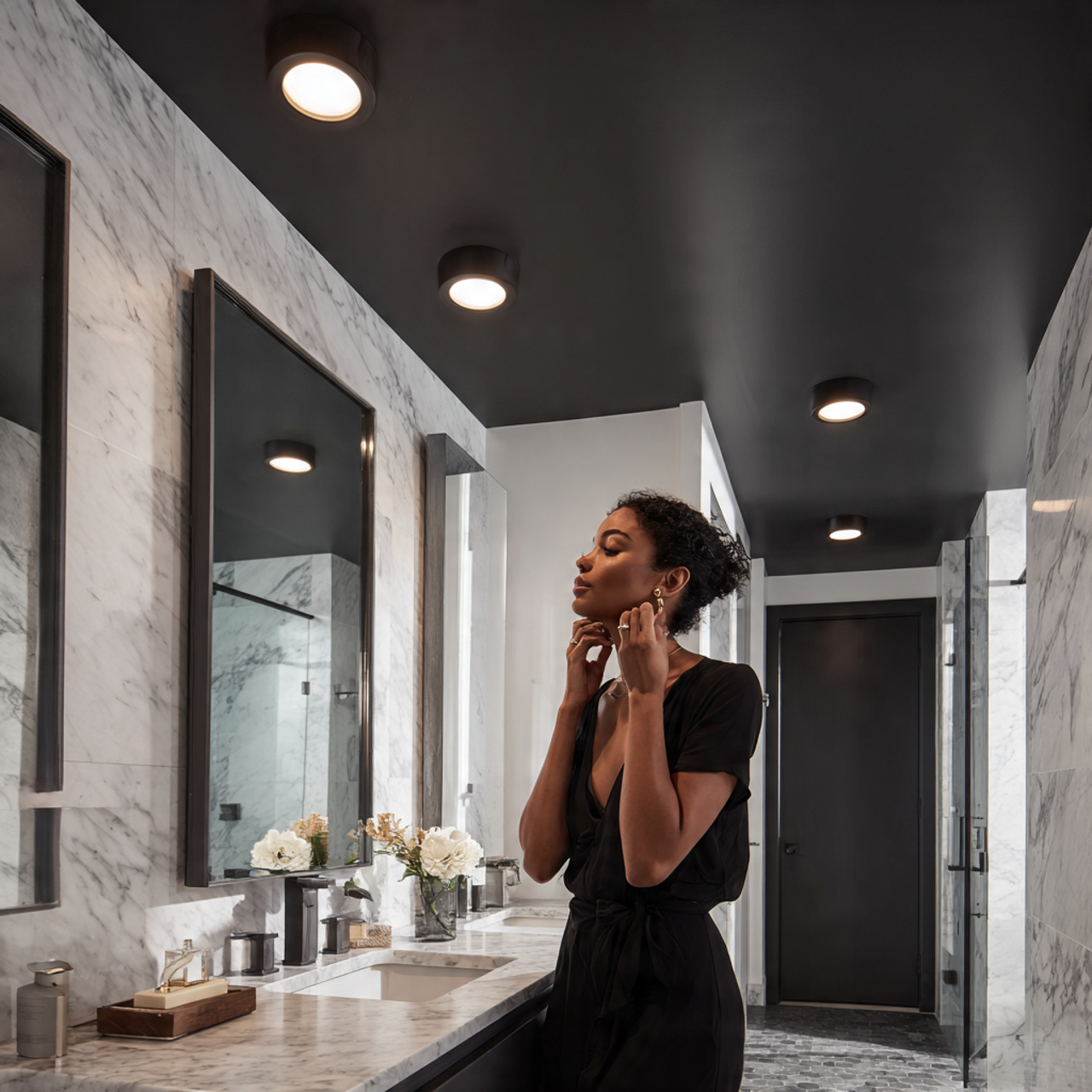 ultra realistic black and white bathroom decor ide 9