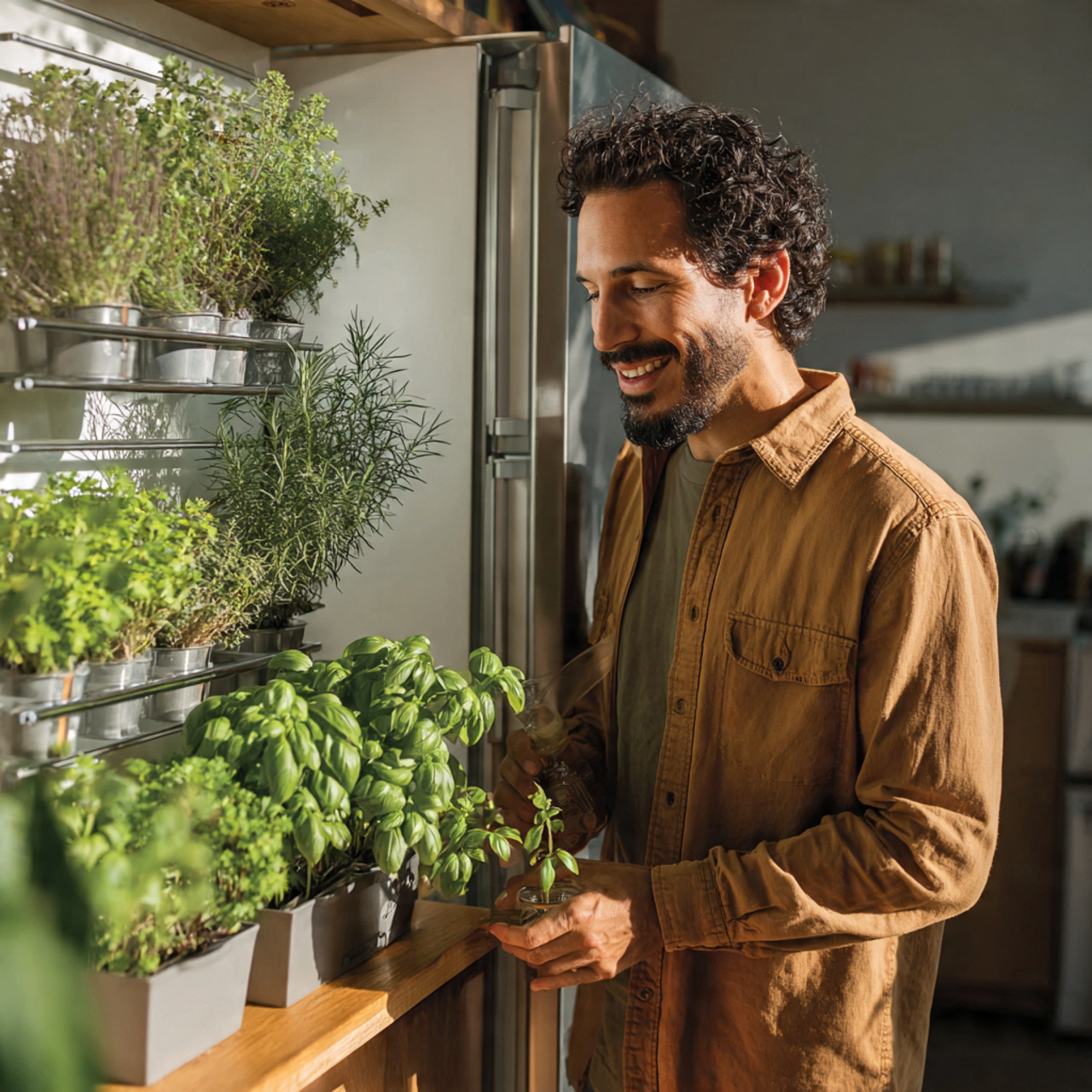 ultra realistic close to wide view of small kitche