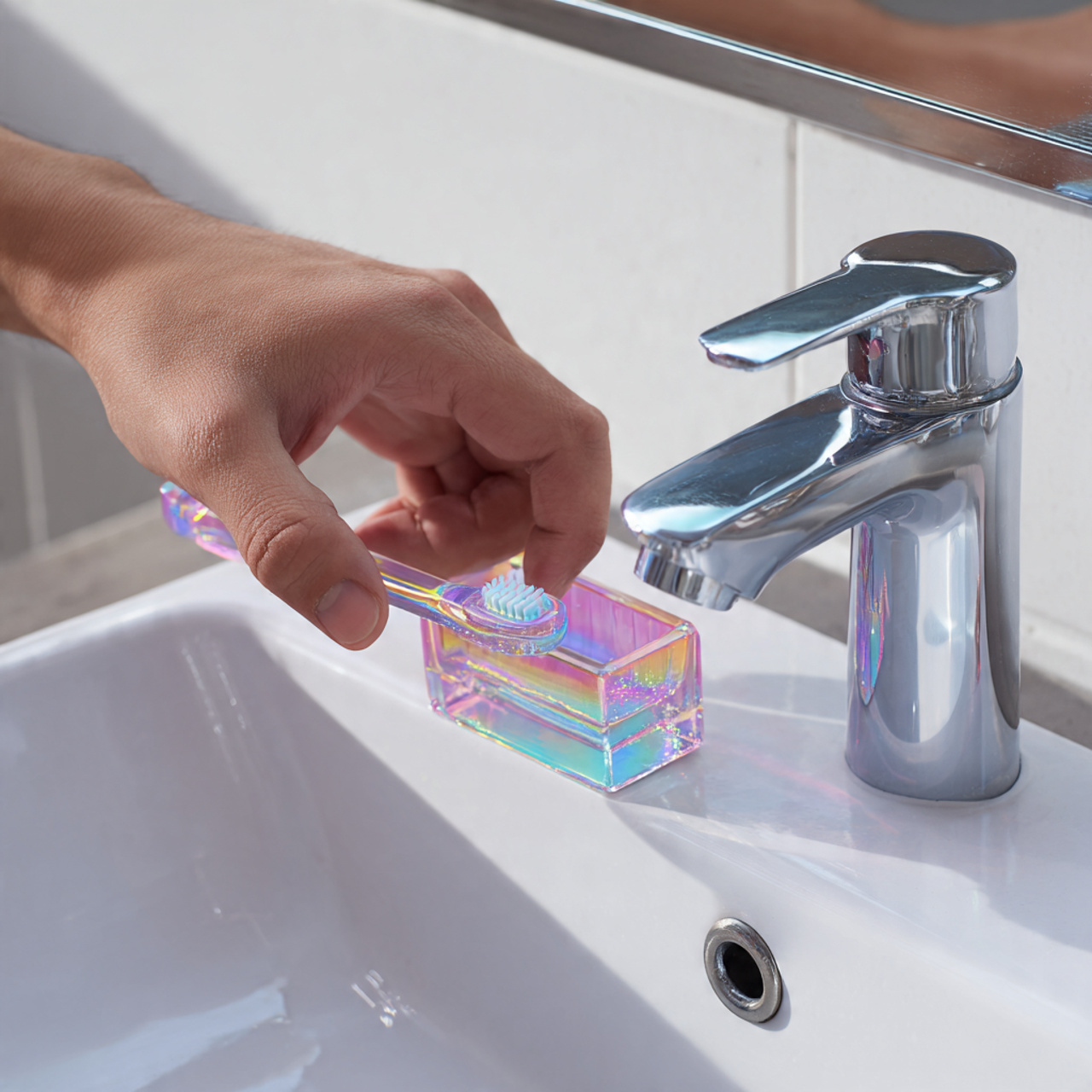 ultra realistic close up image of cute bathroom de