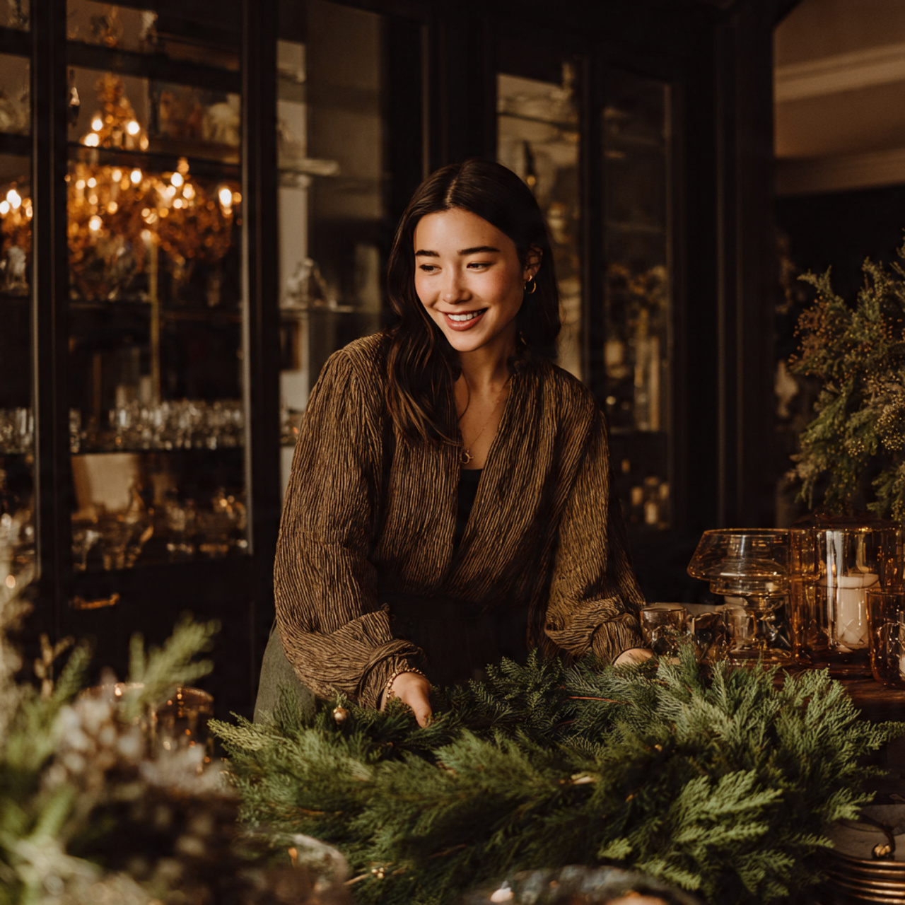 ultra realistic festive dining room scene highligh