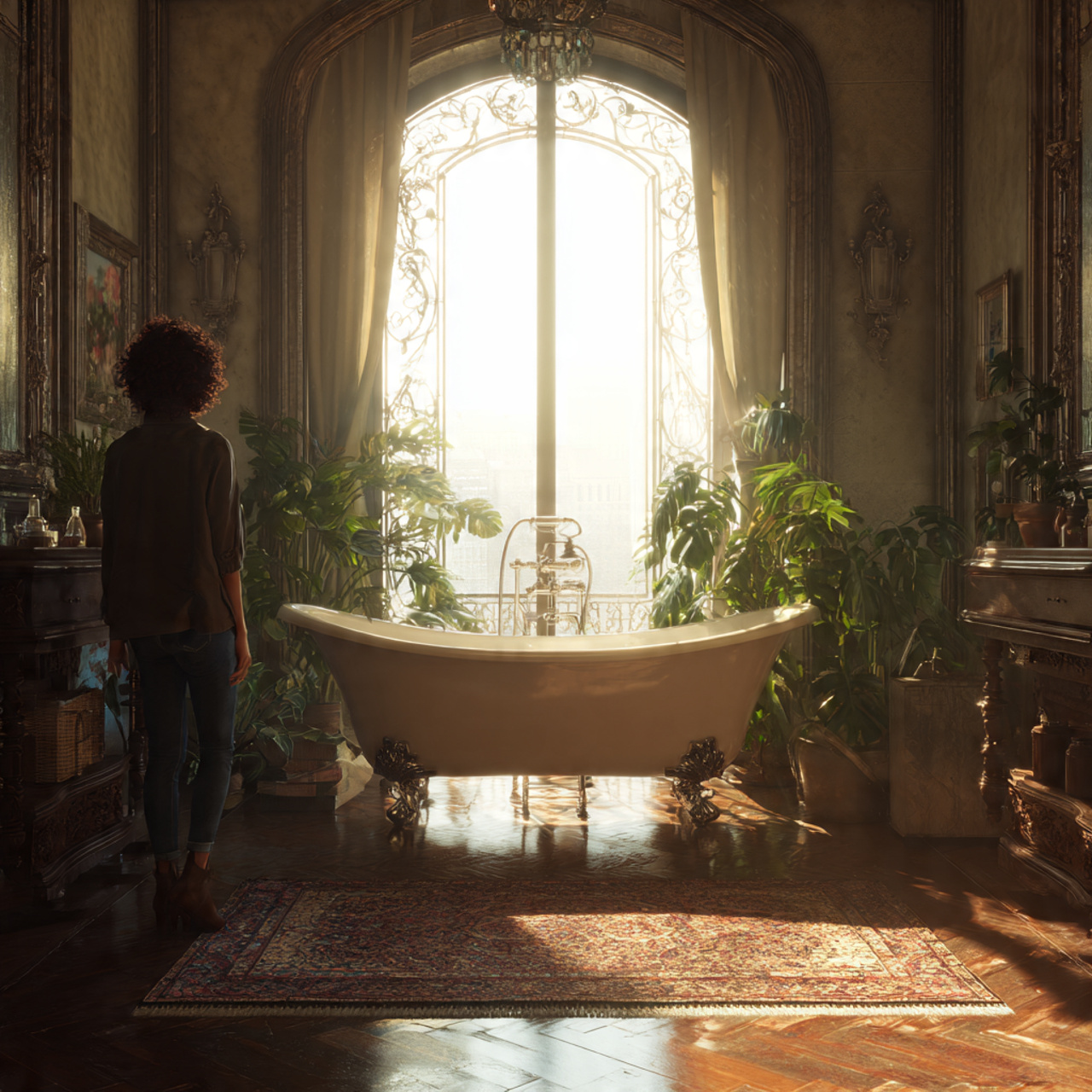 ultra realistic image of a luxurious bathroom feat