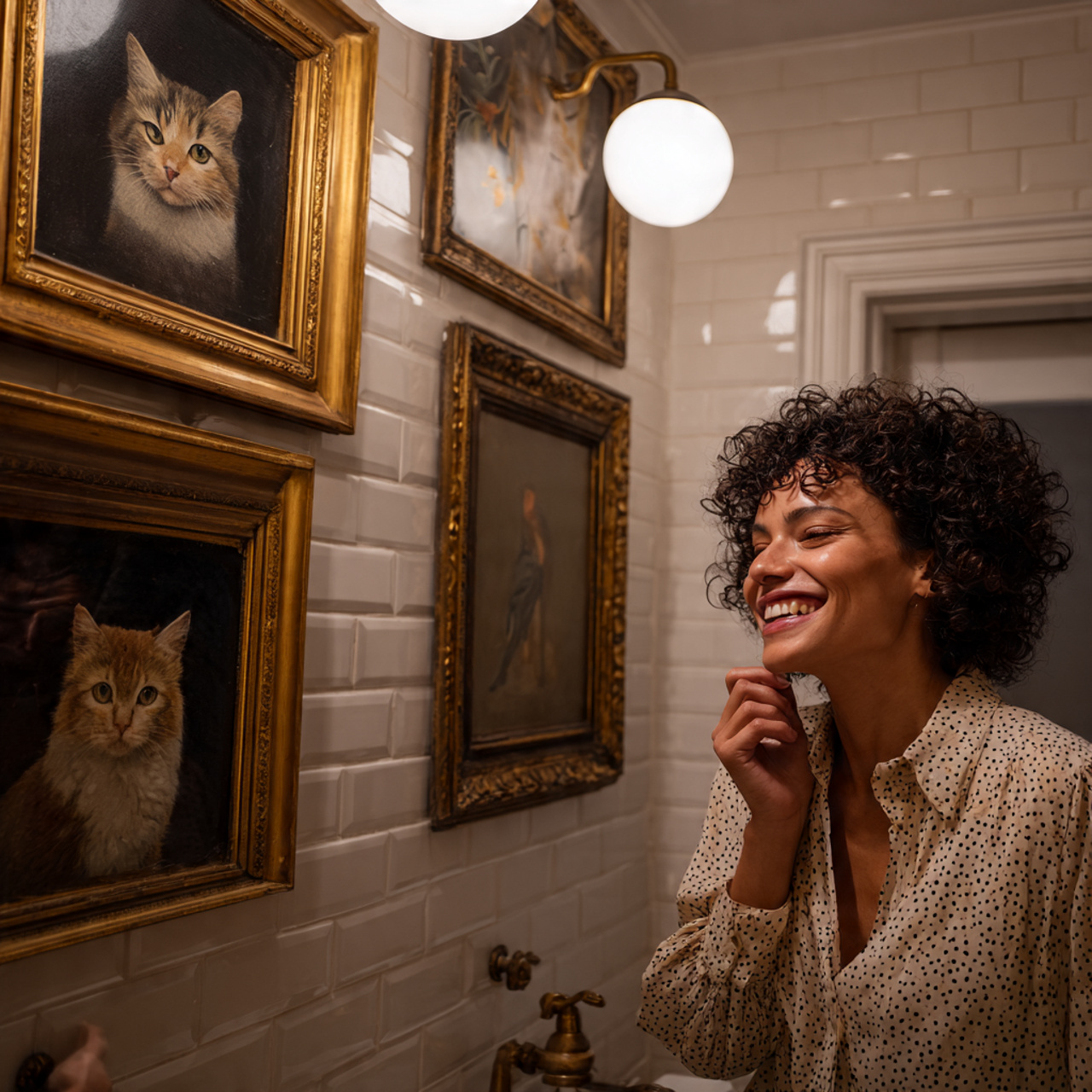 ultra realistic image of cute bathroom decor ideas