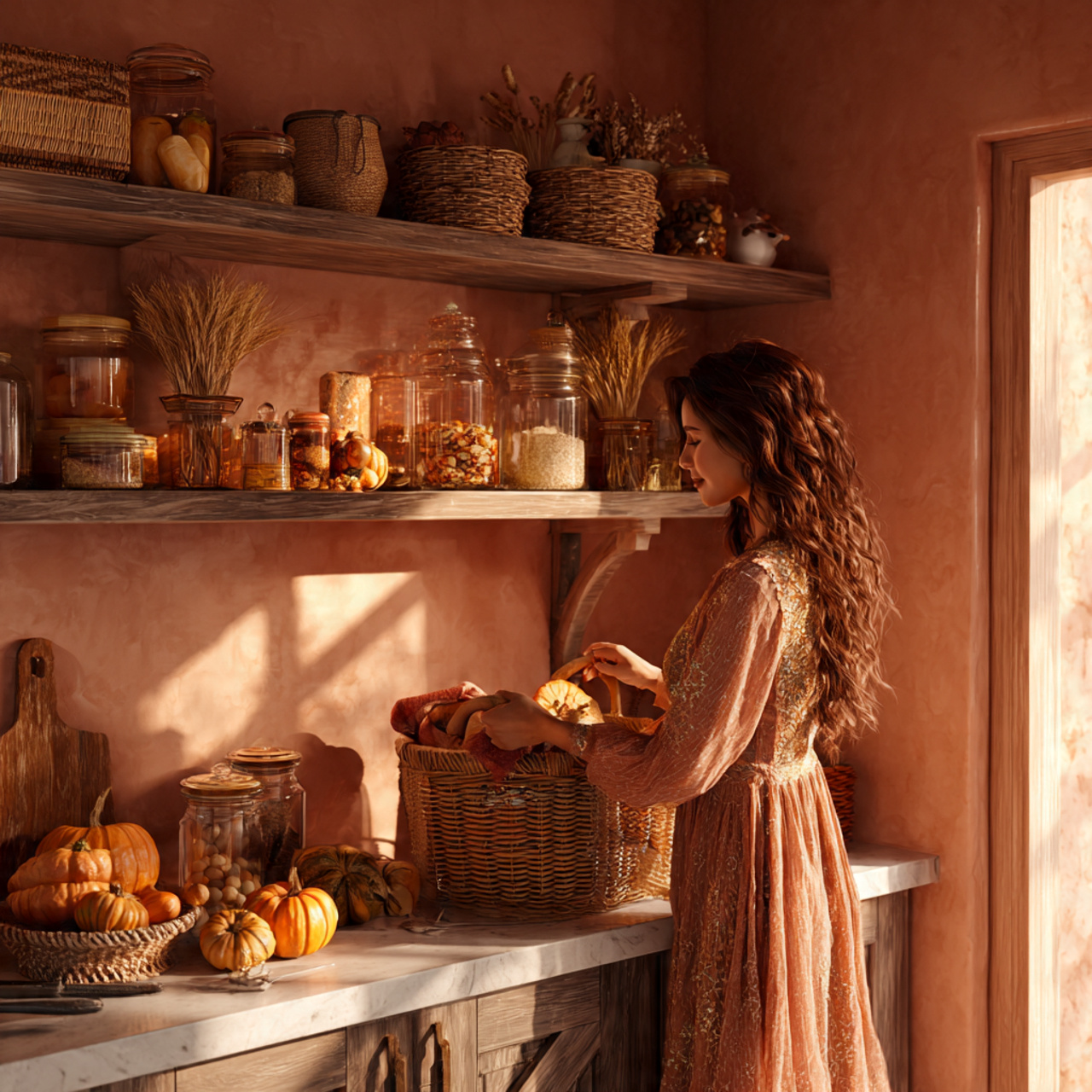 ultra realistic image of kitchen shelves decor ide 1